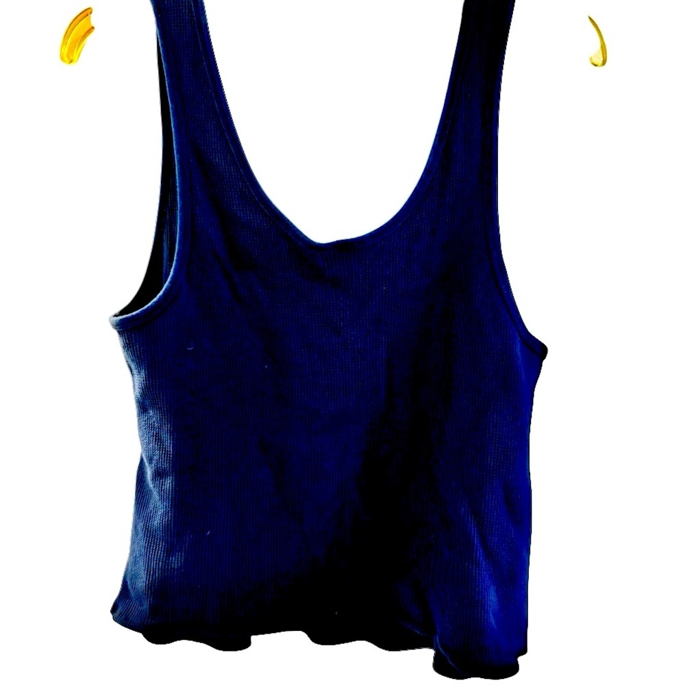Old Navy four button sleeveless crop top ribbed material teal very cute small - Picture 3 of 5